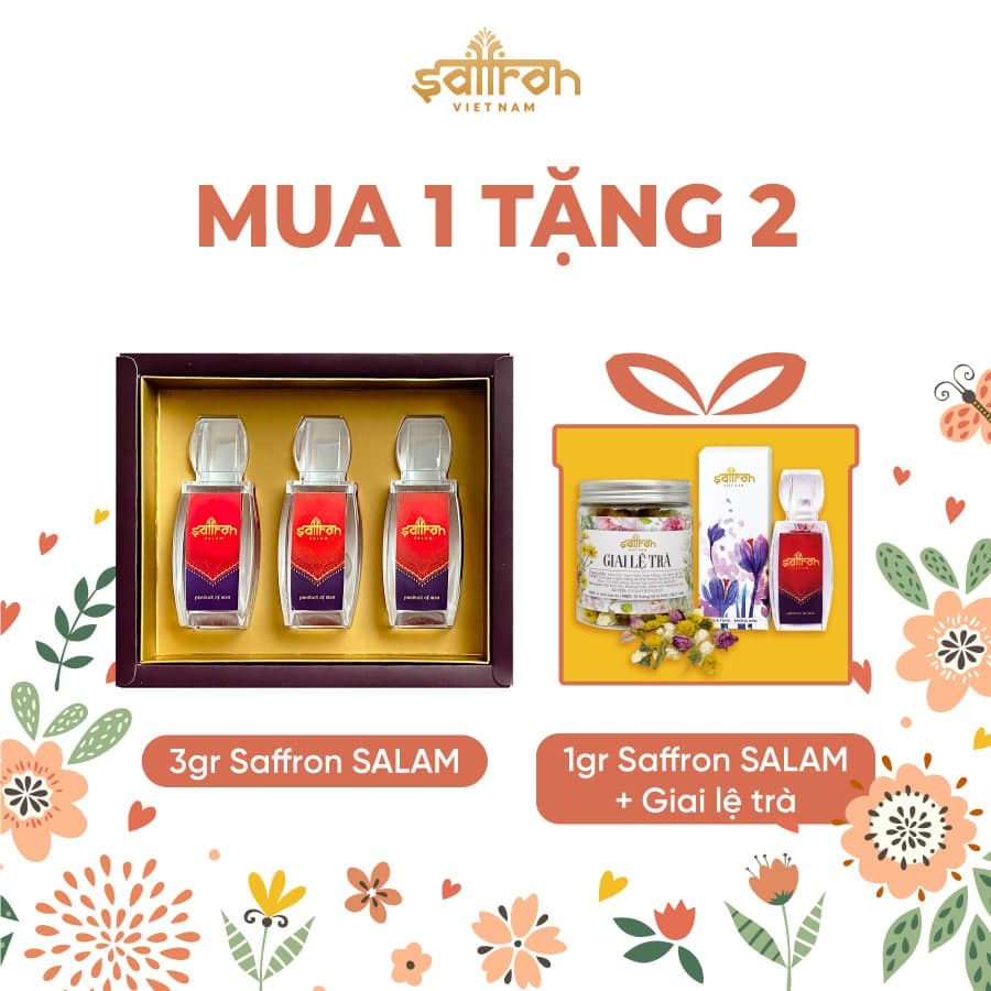 Hộp Nhụy Hoa Nghệ Tây SAFFRON SALAM 3Gr tặng 1Gr