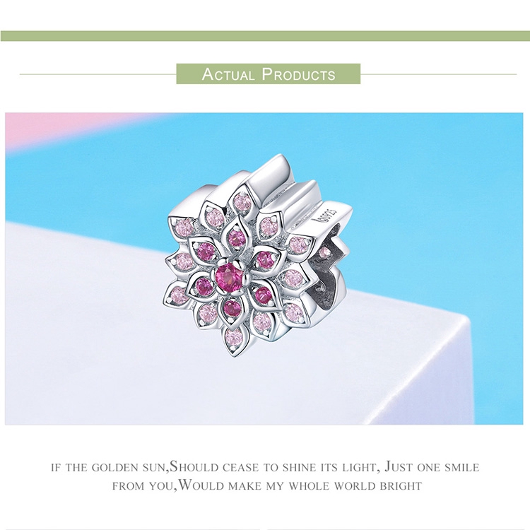 Hạt xỏ BAMOER BSC038 bạc 925 hình hoa sen đính đá xinh xắn dùng làm vòng đeo tay