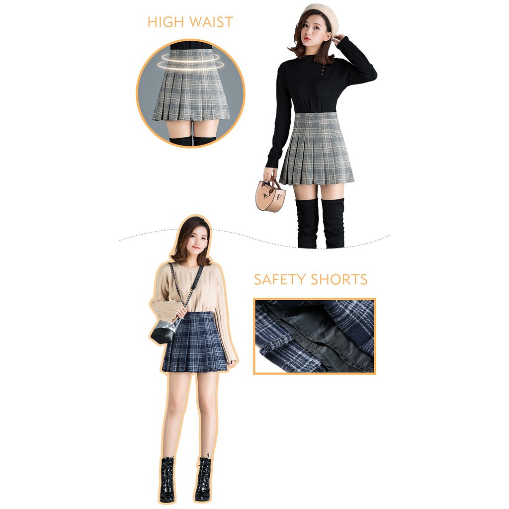 CHÂN VÁY TENNIS ULZZANG DẠ KẺ CHO MÙA ĐÔNG ẤM ÁP (CÓ SIZE TO) | BigBuy360 - bigbuy360.vn