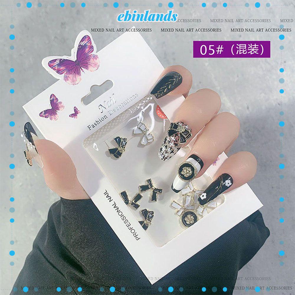 [Hàng mới về] Túi phụ kiện trang trí móng tay bằng hợp kim hình bướm/gấu trái tim/nơ/dây xích phong cách Nhật Bản