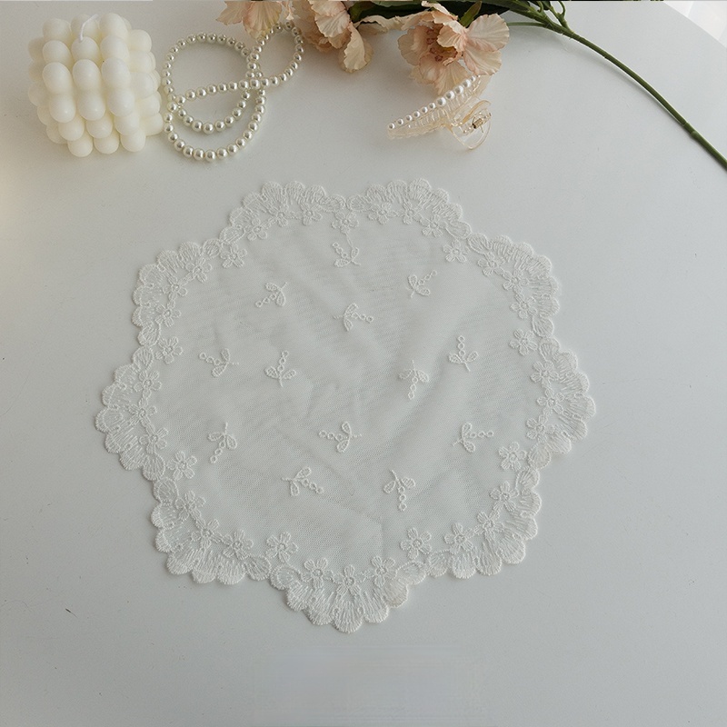 Khăn trải bàn phối ren nhiều cỡ tùy chọn phong cách vintage Pháp trang trí nhà cửa