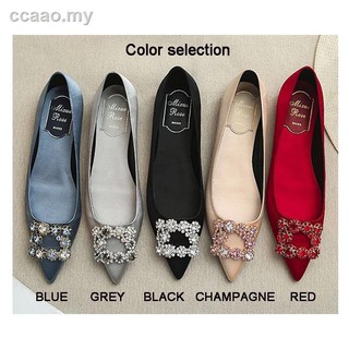 Giày Búp Bê Nữ Mũi Nhọn Đính Đá Sang Trọng Size 35-44