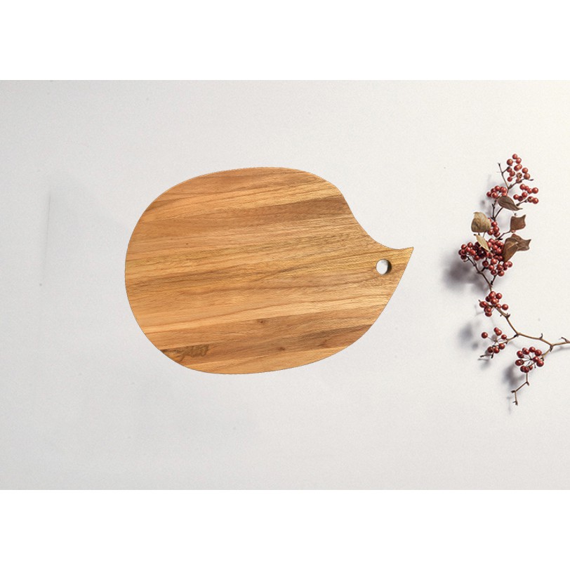 Hot Thớt gỗ teak hình oval có lỗ treo tay cầm 290x210x18 MM - Wood Cutting Boards Hàng Xuất Khẩu Châu Âu