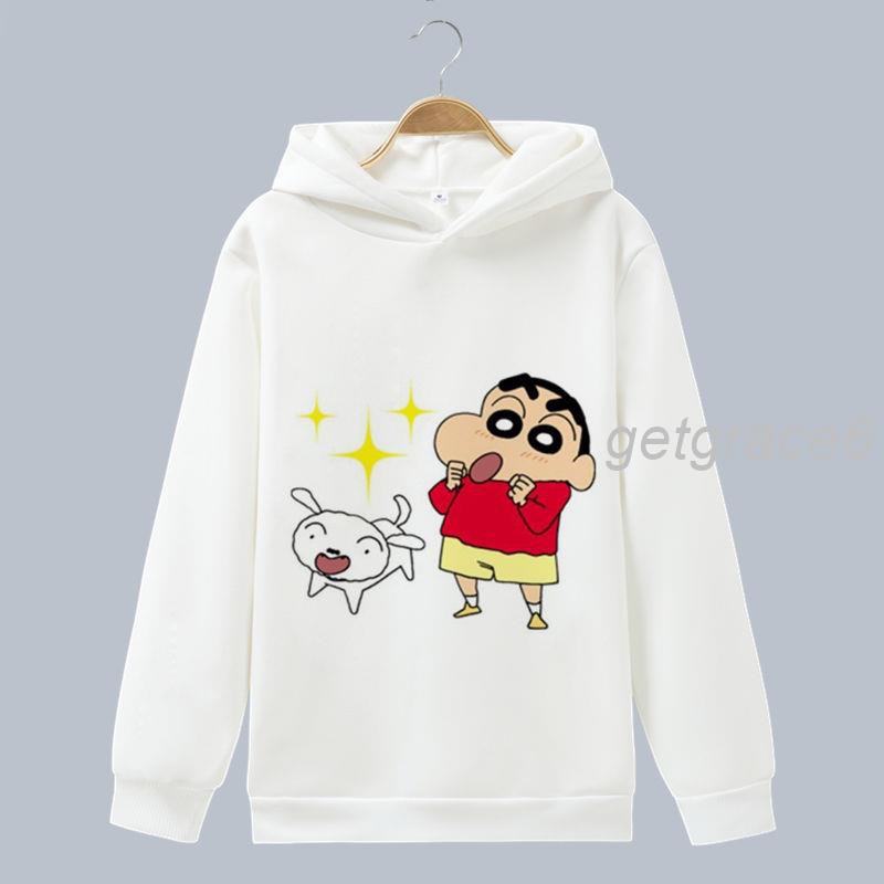 Áo Khoác Hoodie Tay Dài Cỡ Lớn In Hình Cậu Bé Bút Chì Shin Dễ Thương Cho Nam Và Nữ