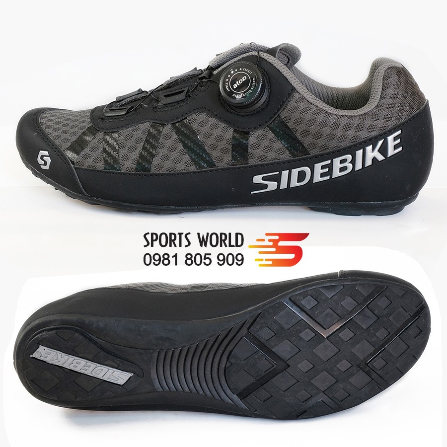 Giày đạp xe không can,1 khóa vặn SIDEBIKE SD-014 (màu xám đen)
