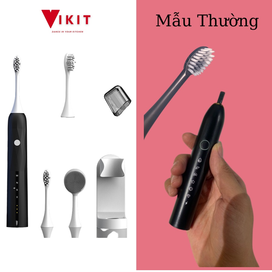 Bàn chải điện cao cấp tích hợp máy rửa mặt Vikit S4 Smart Series tặng kèm bộ massage, giá treo Brushie