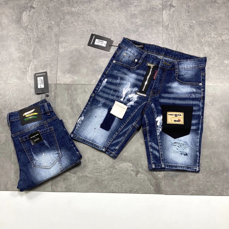 Quần ngố bò Dsquared2 phối túi bò cực đẹp 2021 - Quần short bò - Quần ngố nam