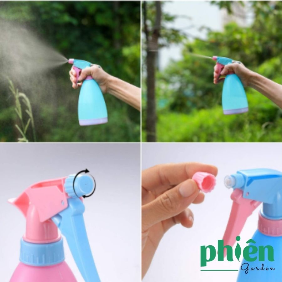 Bình Xịt Phun Sương 500ml hàn quốc, tưới cây, xịt kiếng màu xanh hồng