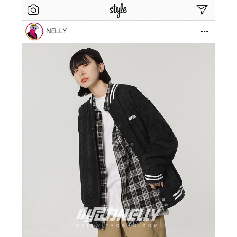 Áo khoác bomber Nelly chữ thêu Parallel | order 2-4 tuần có ảnh thật