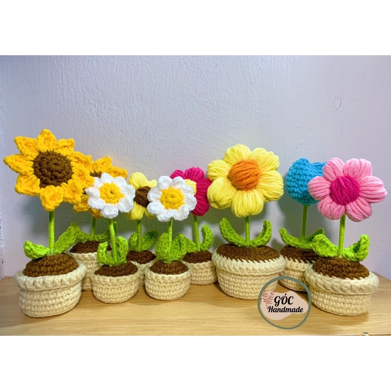 Chậu hoa mini bằng len