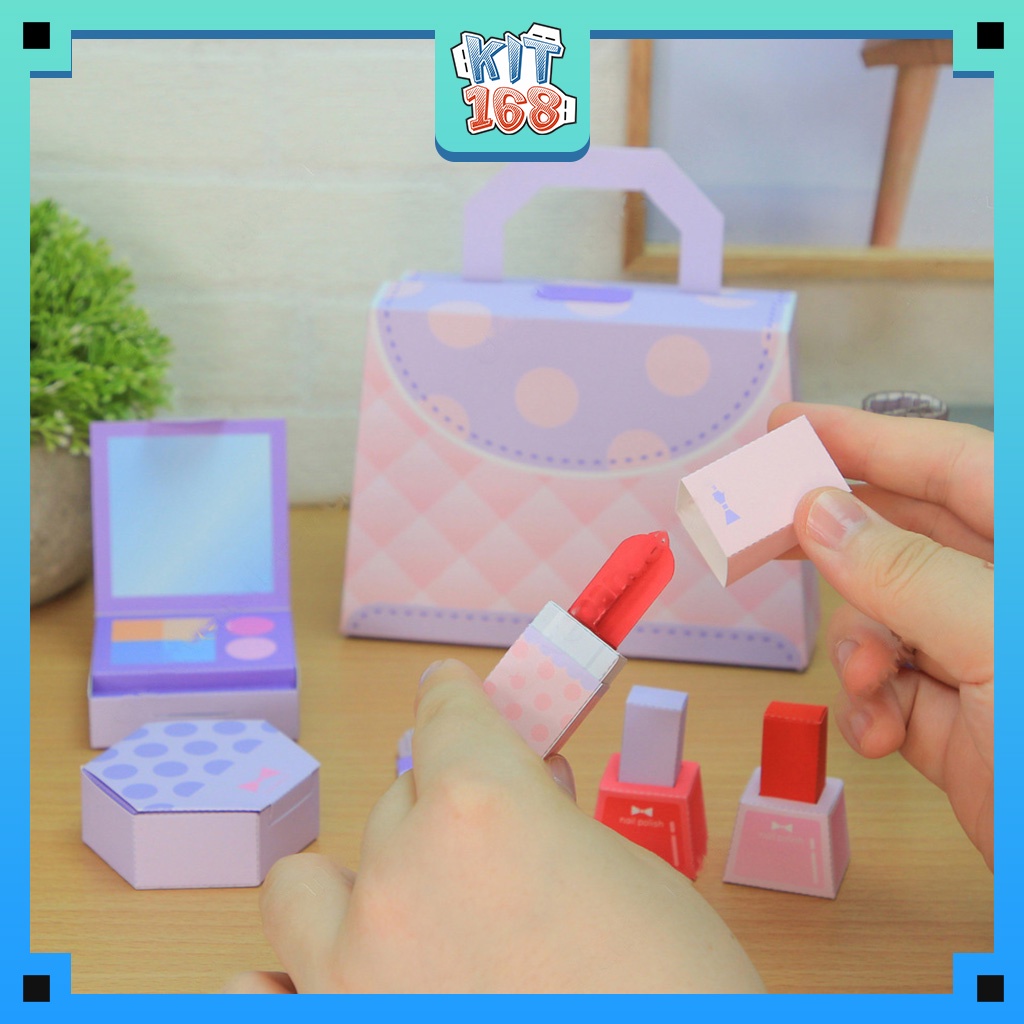 Mô hình giấy đồ vật đồ chơi Set đồ trang điểm