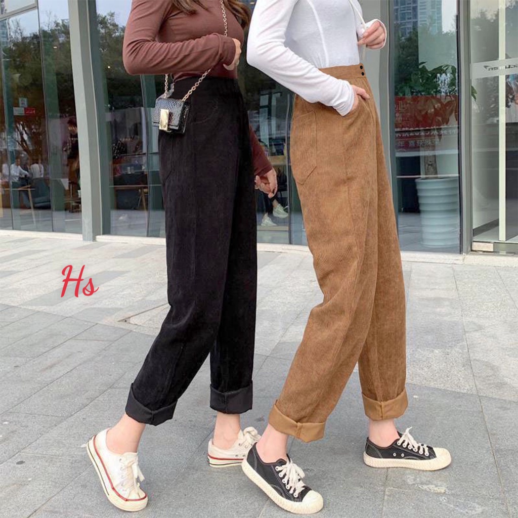 Quần Baggy Nhung Cài Cúc Hack Dáng Túi Hộp Đóng Cúc Unisex Wild Goute - Quần Suông Form Ống Rộng Vải Mịn Mã 846 | BigBuy360 - bigbuy360.vn
