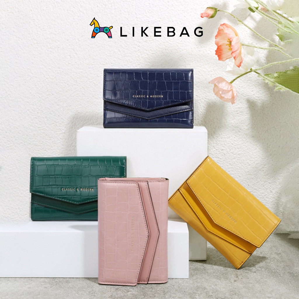 Ví nữ gập dáng dài cầm tay LIKEBAG da cá sấu chính hãng T6210-001 - LIBAGI