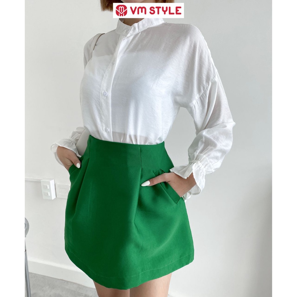 Chân váy VMSTYLE nữ ngắn hai túi kiểu trước nhiều màu thời trang ulzzang 596 CVN00018