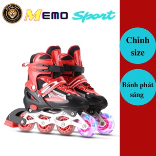 Giày patin trẻ em 4 bánh phát sáng kèm bảo hộ 6 món giày trượt ba tin cho bé trai bé gái