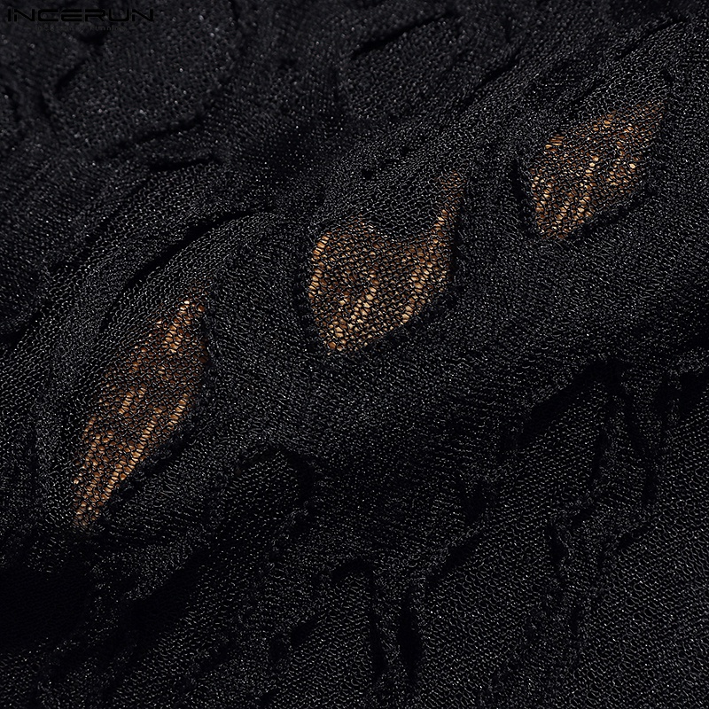 Áo tanktop INCERUN cổ lọ phối ren phong cách retro cho nam