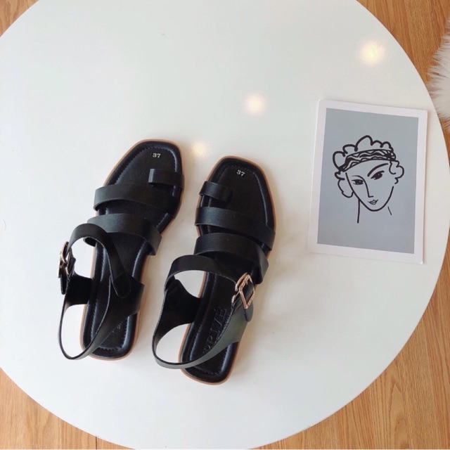 Sandal xỏ ngón dây ngang đế mềm, quai chun hậu