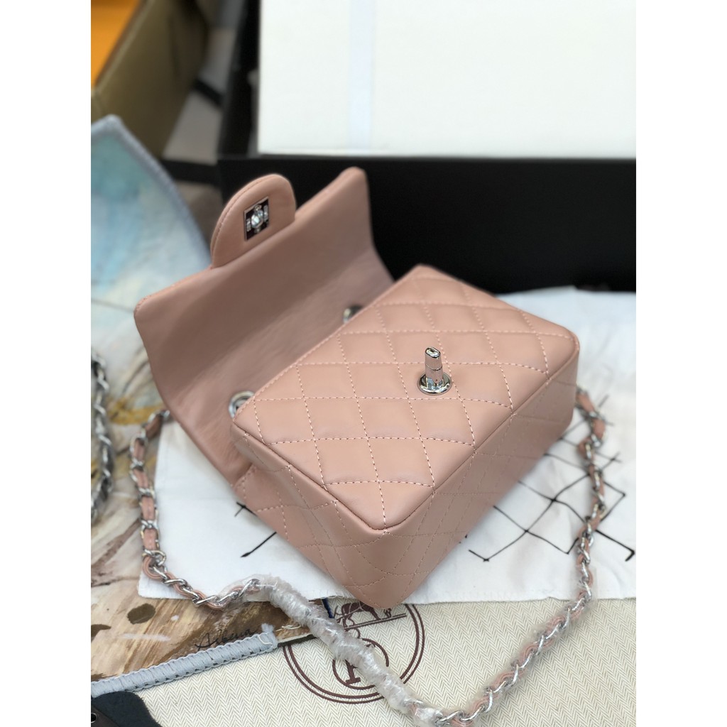 Túi Classic super da lì size 18cm màu hồng