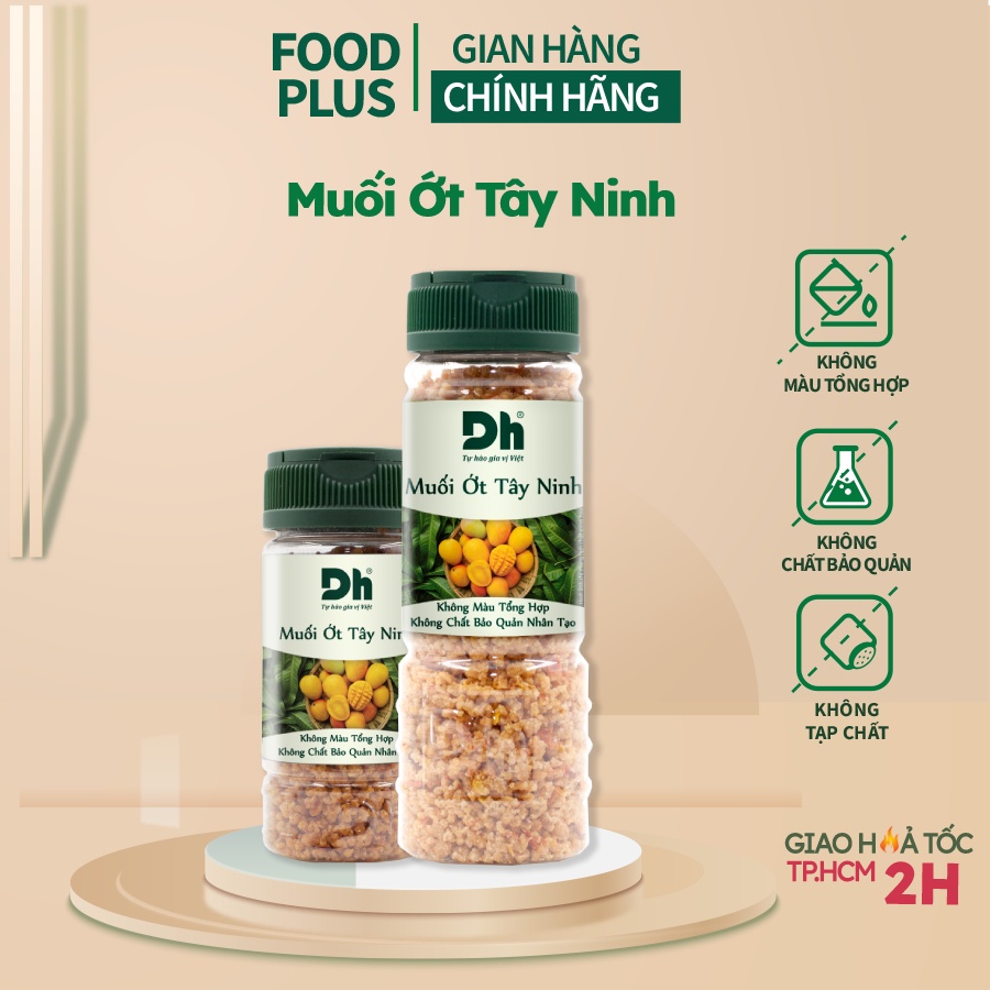 Muối ớt Tây Ninh hạt to gia vị chấm hoa quả loại 1 thơm ngon 60/80/110gr FoodPlus
