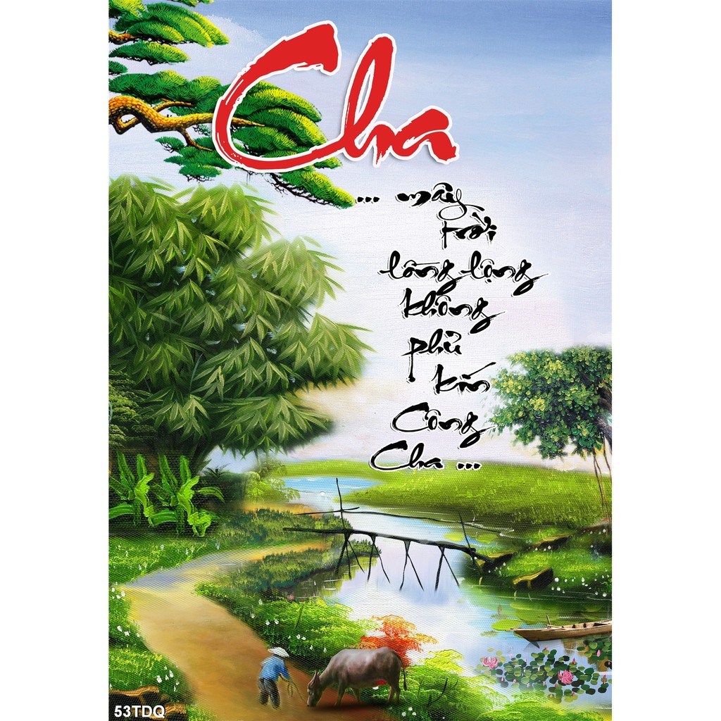 TRANH DÁN TƯỜNG LÀNG QUÊ VIỆT NAM - TRANH DÁN TƯỜNG ĐỒNG QUÊ 3D NÉT GIẢ SƠN DẦU