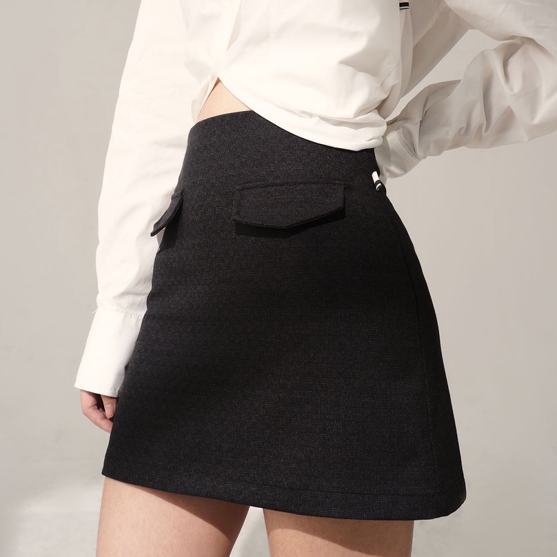 Váy nữ trơn có túi SSSTUTTER dáng suông POCKET MINI SKIRT