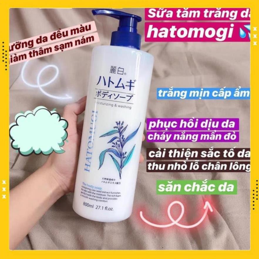 Sữa Tắm Hạt Ý Dĩ HATOMUGI Trắng Da Nội Địa Nhật 800ml | Sữa Tắm Dưỡng Ẩm Trắng Da Hatomugi [ HÀNG AUTH]