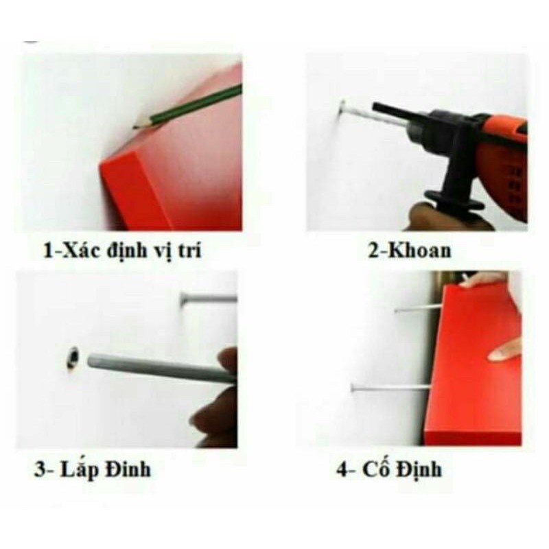 CHỐT ÂM TƯỜNG TREO KỆ TRANG TRÍ CÓ KÈM Tắc Kê