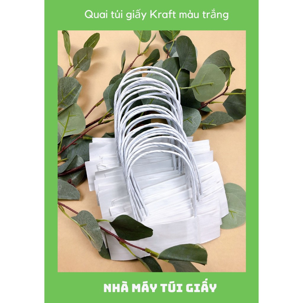 [SET 100 ĐÔI] Quai túi giấy Kraft Trắng [ ẢNH THẬT ]