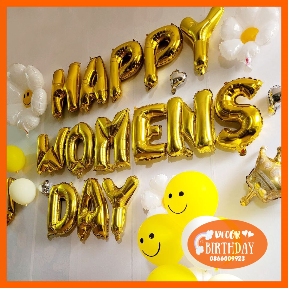 Set Bóng Trang Trí 20-10, Mừng Ngày Phụ Nữ Việt Nam 20-10, Chúc Mừng Ngày 20/10 Tặng Kèm Đồ Bơm Băng Dính Bóng