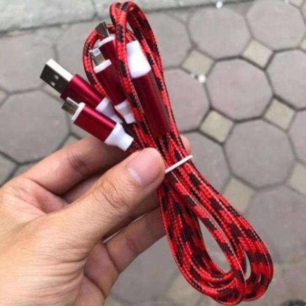 Cáp sạc điện thoại dây dù 1 met cổng micro usb