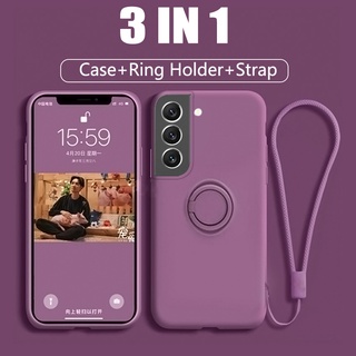 Ốp Điện Thoại Silicone Mềm Màu Trơn Có Vòng Nhẫn Cho Samsung S22 Plus S22 Ultra S21 FE