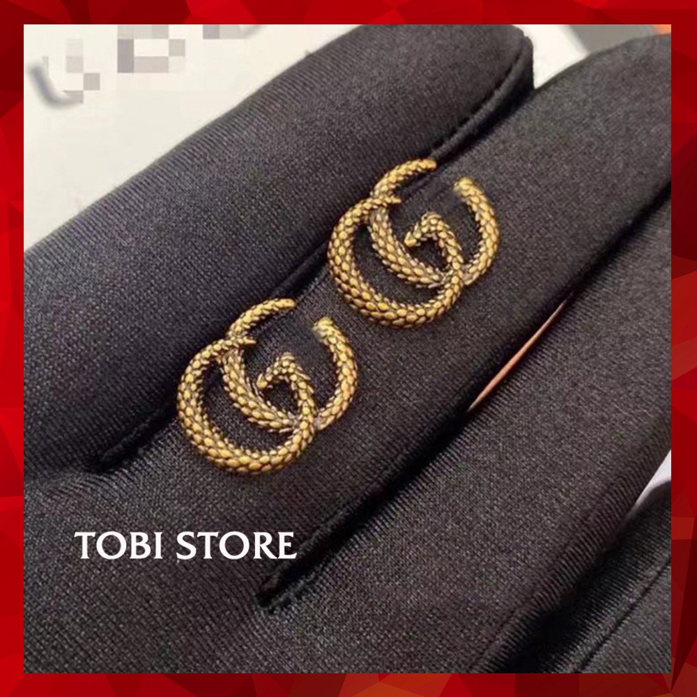 Khuyên tai thương hiệu GC mạ vàng màu vintage cổ điển TOBI STORE TB402