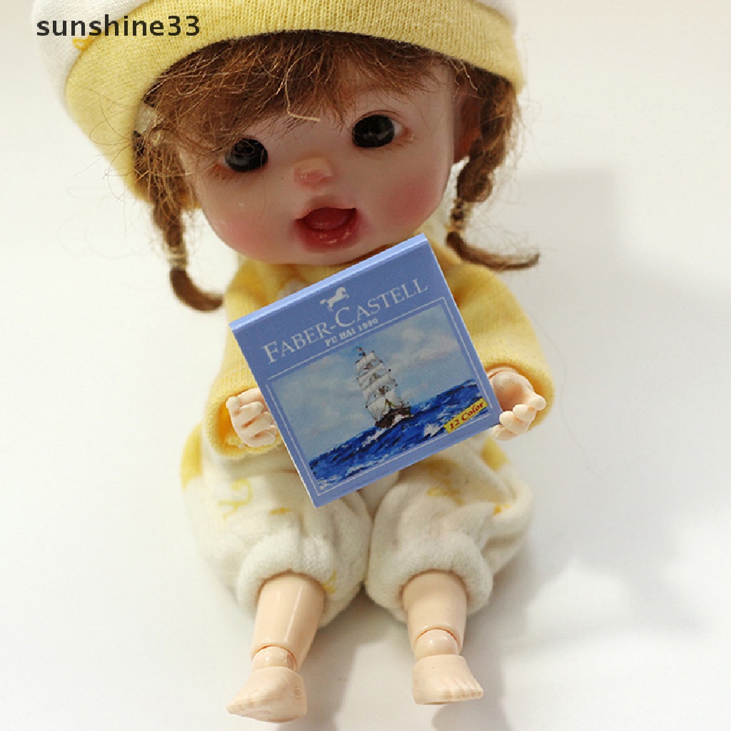 Mô hình hộp bút sáp 13 màu trang trí nhà búp bê 1:12