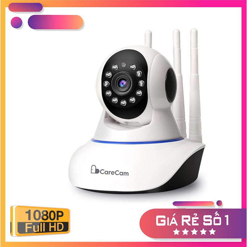 Camera Wifi 3 Râu Onvizcam V3- CARECAM xoay 360 độ 2.0MPX / Camera kèm thẻ 32G - Hàng chính hãng