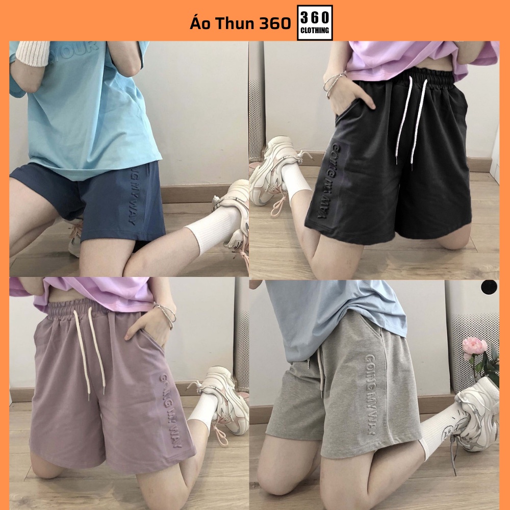 Quần Short unisex nam nữ Chữ Nổi chất cotton cao cấp, phong cách thể thao, mặc thoáng mát, co dãn 4 chiều