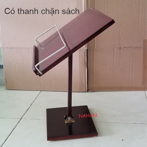 Bàn Đọc Kinh Sách Bằng Gỗ - Mặt bàn trơn không in và có thanh kim loại kẹp trang sách