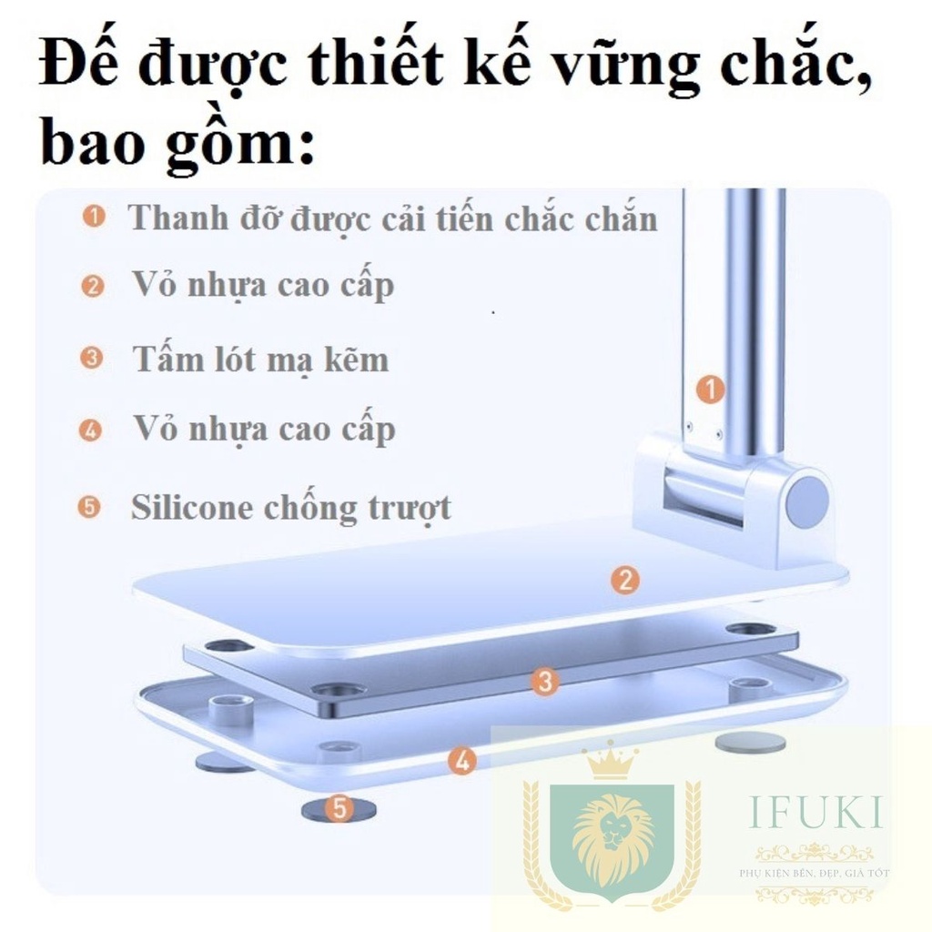Giá đỡ điện thoại , ipad , máy tính bảng . Bản nâng cấp thế hệ mới , gấp gọn , cầm tay , dùng để bàn – IFUKI