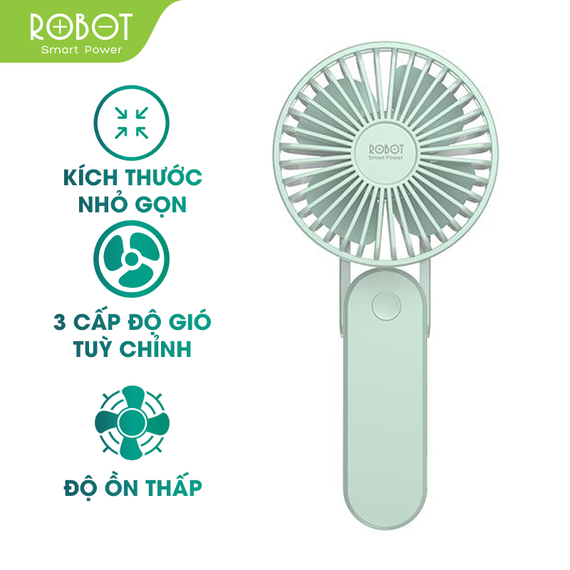 Quạt mini Robot BF11 cầm tay để bàn kim pin sạc dự phòng dung lượng pin 2000mah thời gian quạt 8 tiếng - Hàng Chính Hãng