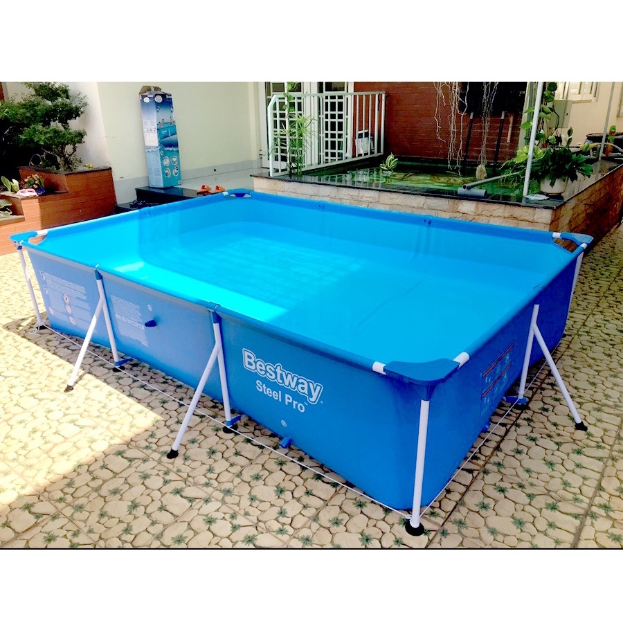 Bể bơi khung kim loại chịu lực kích thước 4mx 2m cao 81cm Bestway 56405 Bền và An Toàn quà trị giá 250k : 2 kính ,2 phao