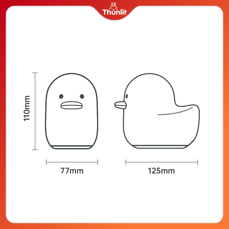 Đèn Ngủ Thunlit Hình Chú Vịt Đáng Yêu Sạc Usb 1200mah 2 Chế Độ Sáng Tiện Dụng