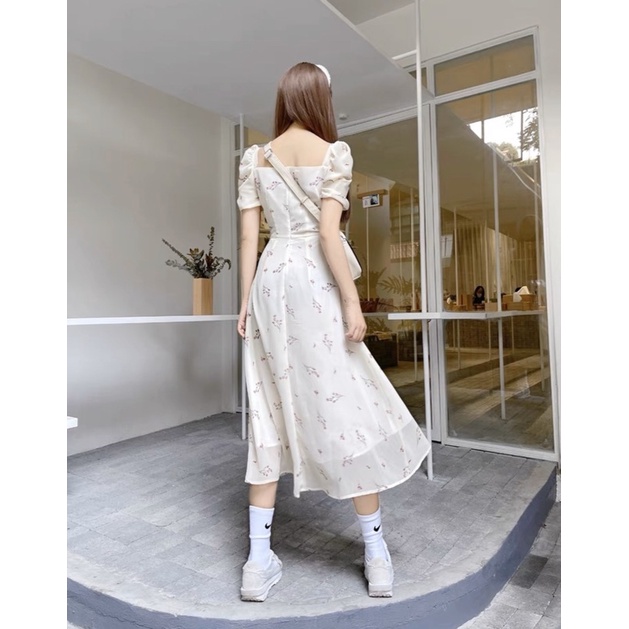 [Ảnh thật/Video]Đầm hoa thiếu nữ quyến rũ có xẻ vạt Váy hoa nhí ulzzang