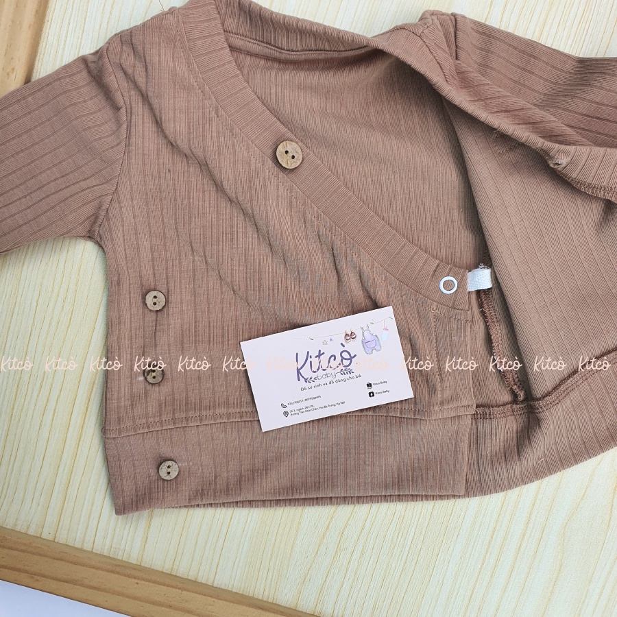 COOKIE Bộ dài tay 2 vạt chéo quần Baggy bo gấu