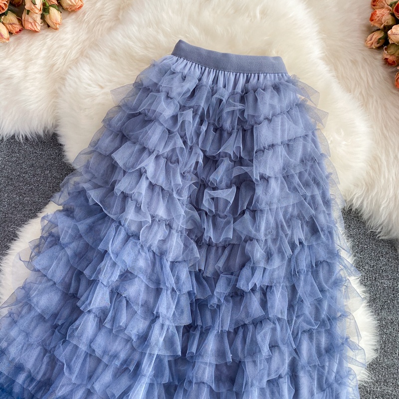 Chân Váy Nữ Dáng Dài Midi TuTu Xếp Tầng Nhiều Màu