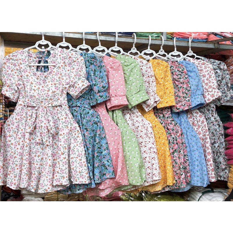 Jump hoa nhí tay phồng cổ vuông siêu xinh -hình thật.