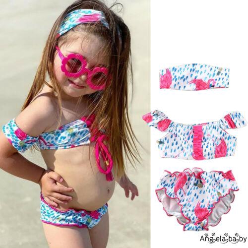 Bộ Đồ Bơi Bikini 2 Mảnh In Hình Hồng Hạc Dễ Thương Cho Bé Gái Từ 1-6 Tuổi