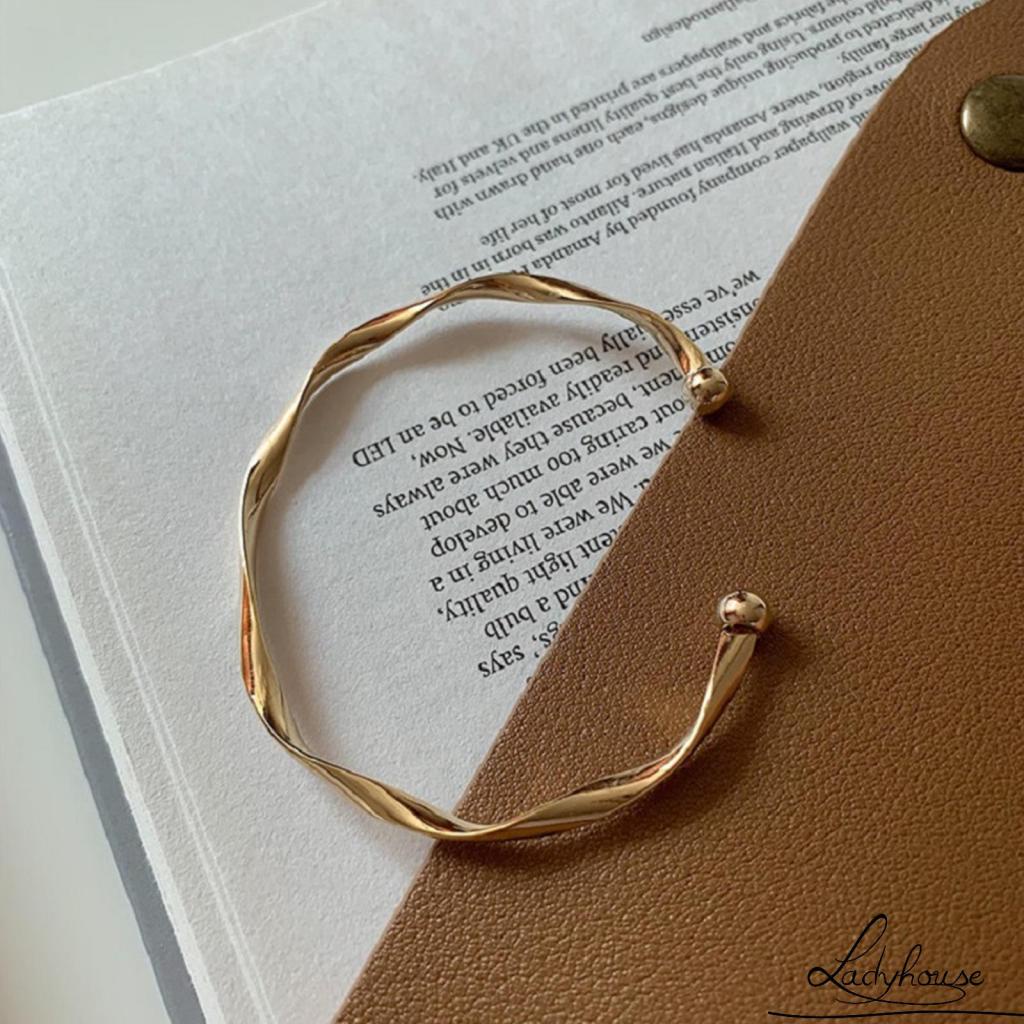 Vòng đeo tay dạng mở thiết kế hình tròn màu sắc đơn giản cho nữ