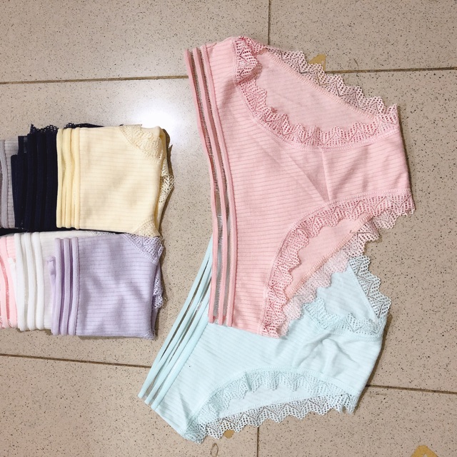 Combo 10 quần lót gân tăm phối ren