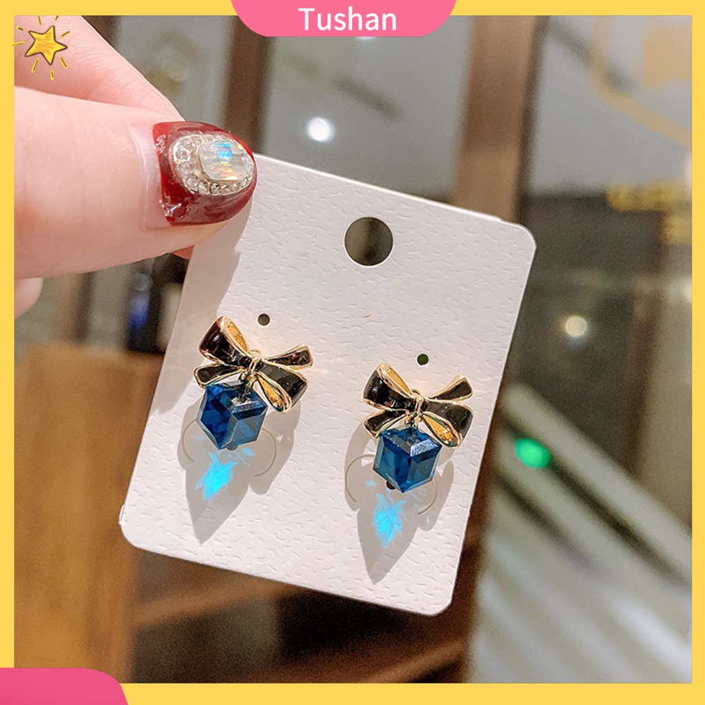 [Ts] Khuyên tai nhỏ mạ điện đính ngọc trai nhân tạo nhẹ thời trang dự tiệc
