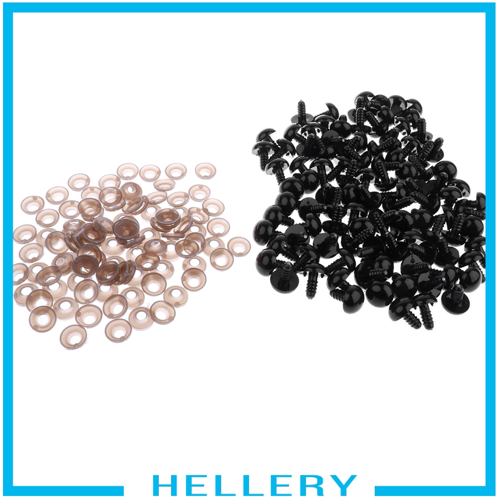 Set 100 Mắt Nhựa Màu Đen 5-20mm Làm Đồ Thủ Công DIY