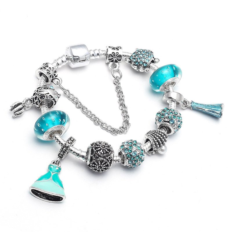 Phụ Kiện Tóc Trang Sức Tay Hoạt HìnhDIYMàu Xanh Lá Cây Bùng Nổ Phong Cách Pandora Vòng Tay Trang Sức Phụ Nữ Sản Phẩm Mới Chuỗi Xương Rắn Cá Vàng Mạ Bạc